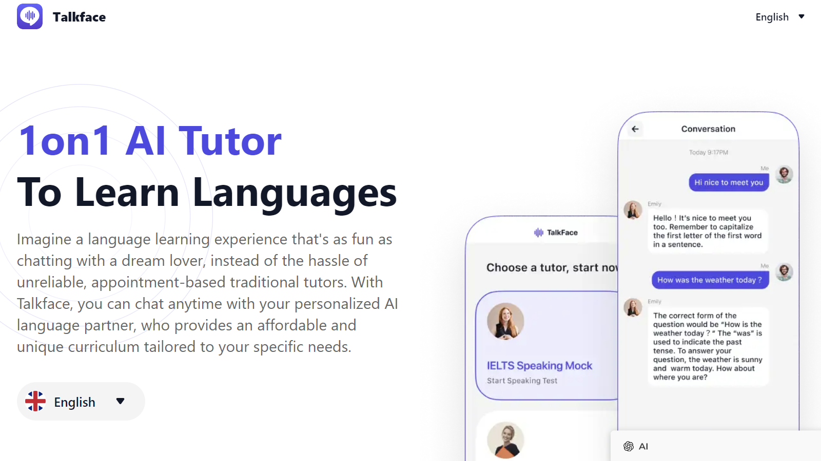 😊 Talkface AI - Your 1on1 AI Language Tutor 🌐🗣️